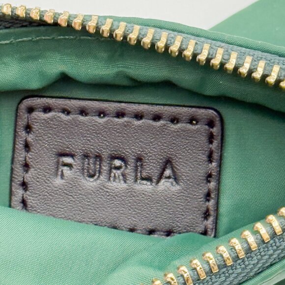 Furla Royal Green Nylon Pouch Mini Case with Key Ring - Picture 5 of 7